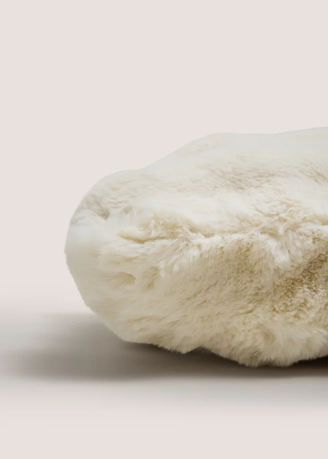 Cream Bubble Faux Fur Bolster Cushion