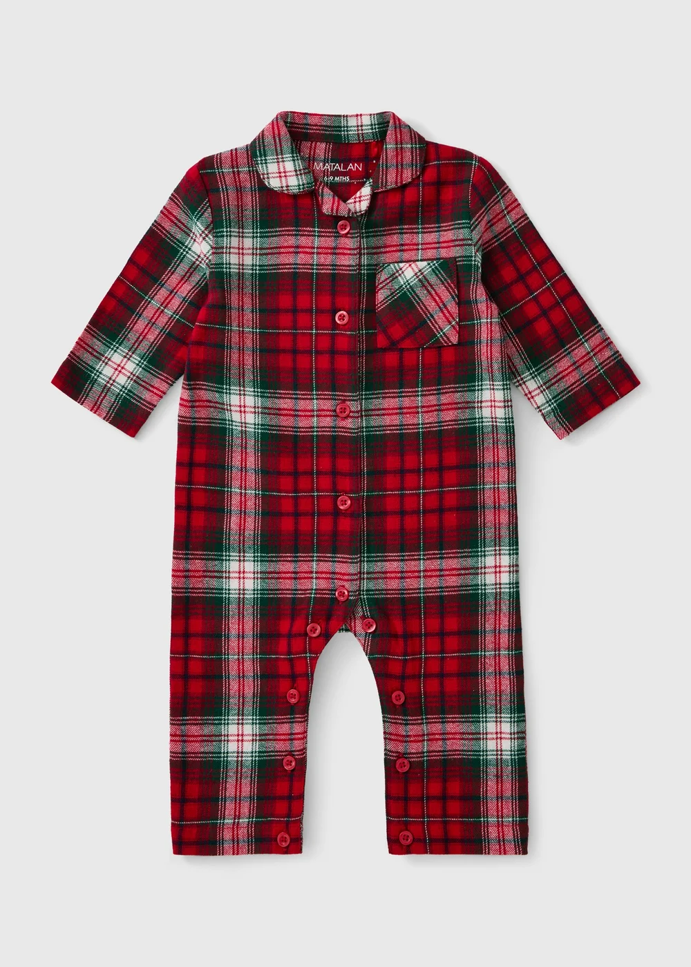 Baby Red Check Christmas Romper (0-23mths) - Up to 1 Month Image 1