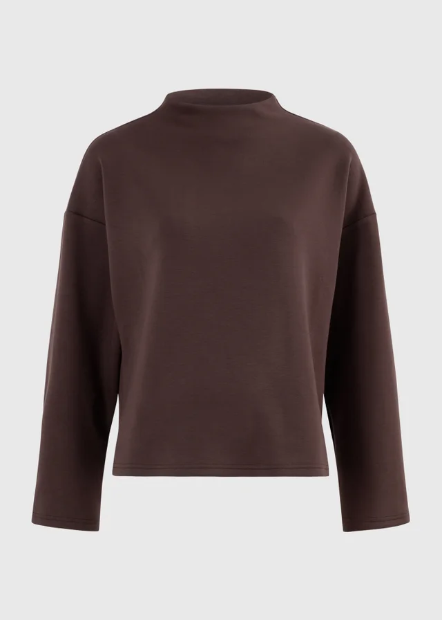 Chocolate Brown Scuba Co Ord Boxy Jumper