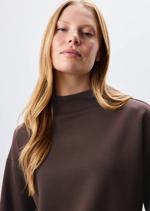 Chocolate Brown Scuba Co Ord Boxy Jumper - M Image 3