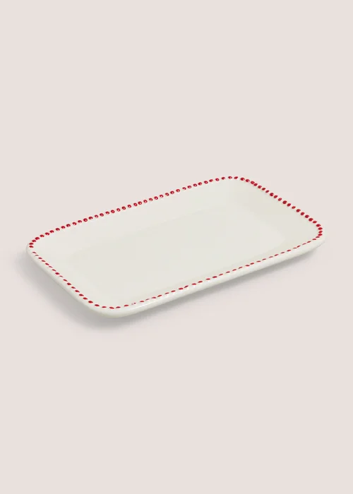 Red Dotted Serving Plate Image 1