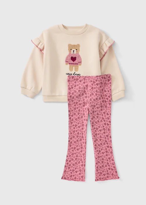 Girls Pink Cosy Bear Sweatshirt & Legging Set (1-8 Yrs) - 4-5 Yrs Image 1