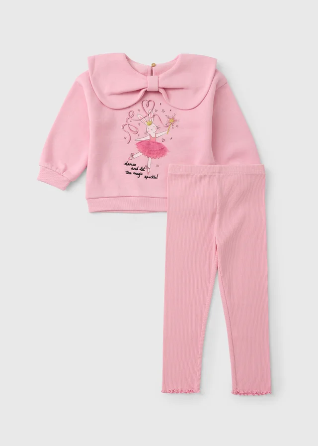 Girls' Pink Ballerina Collar Sweat Leg Set (1-8 Yrs)