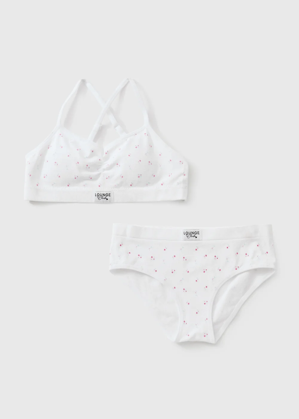 Girls Pink Floral Seam Free Crop Top & Knickers Set (8-13yrs) - 8-9 yrs Image 1