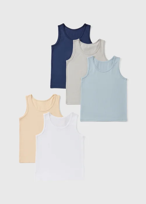 5 Pack Boys Multi Vests (2-13yrs - 2-3 Yrs Image 1