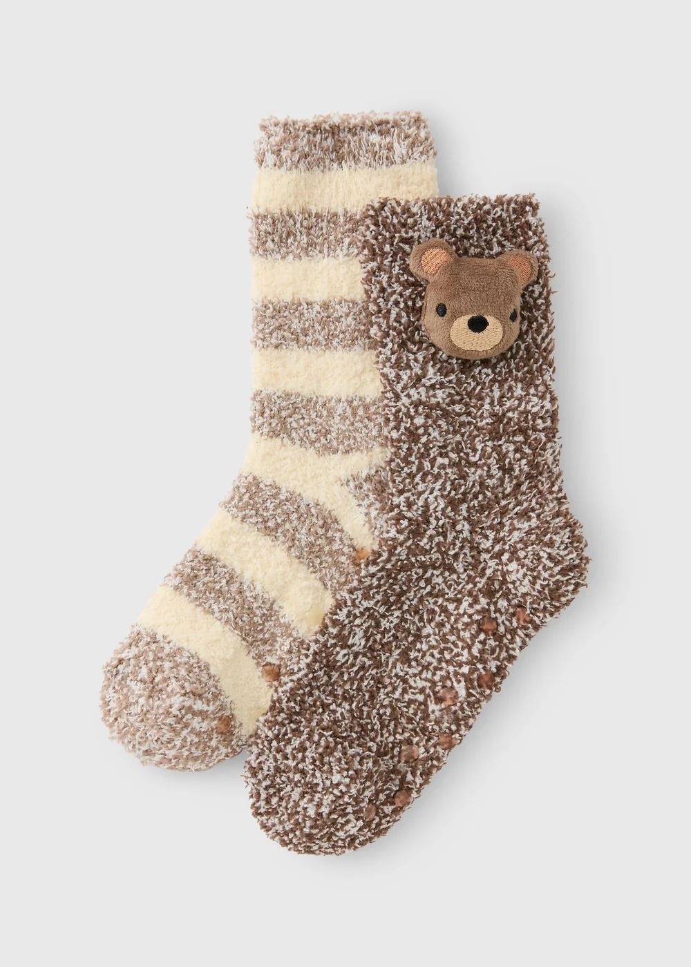 Baby Bear & Stripe Cosy Socks 2 Pack - 6-8.5 Image 1