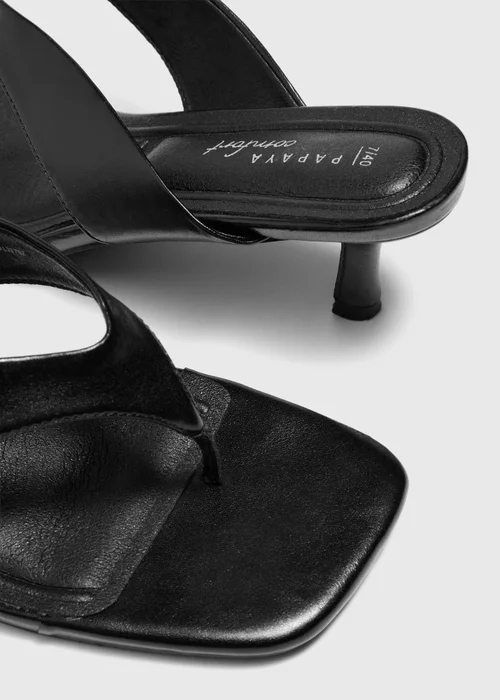 Black Comfort Toe Post Kitten Heels - 3 Image 2