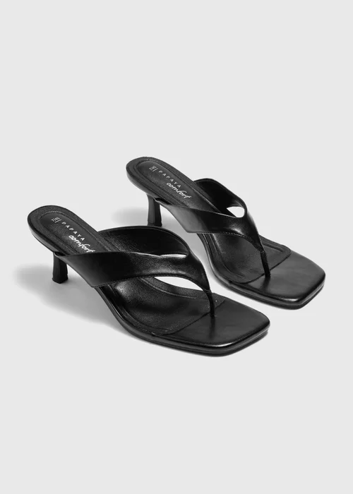 Black Comfort Toe Post Kitten Heels - 3 Image 1