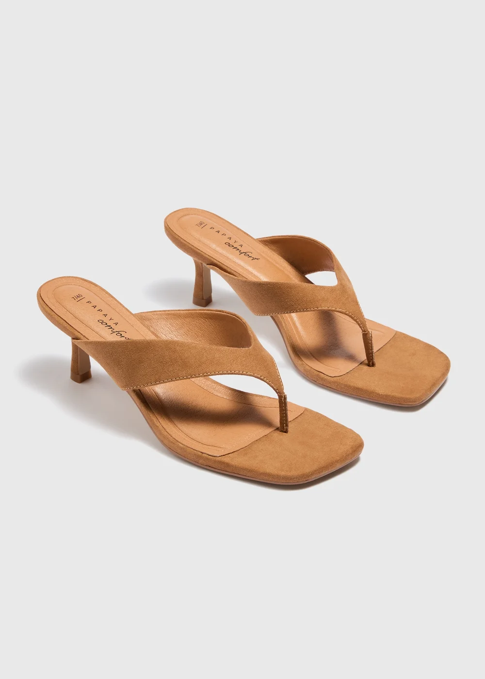 Tan Comfort Toe Post Kitten Heels - 4 Image 1