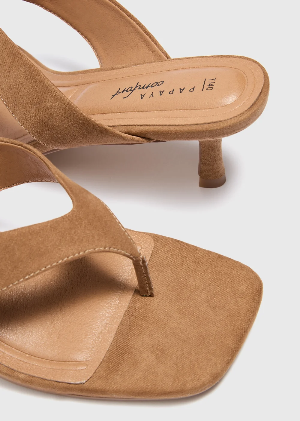 Tan Comfort Toe Post Kitten Heels - 4 Image 2