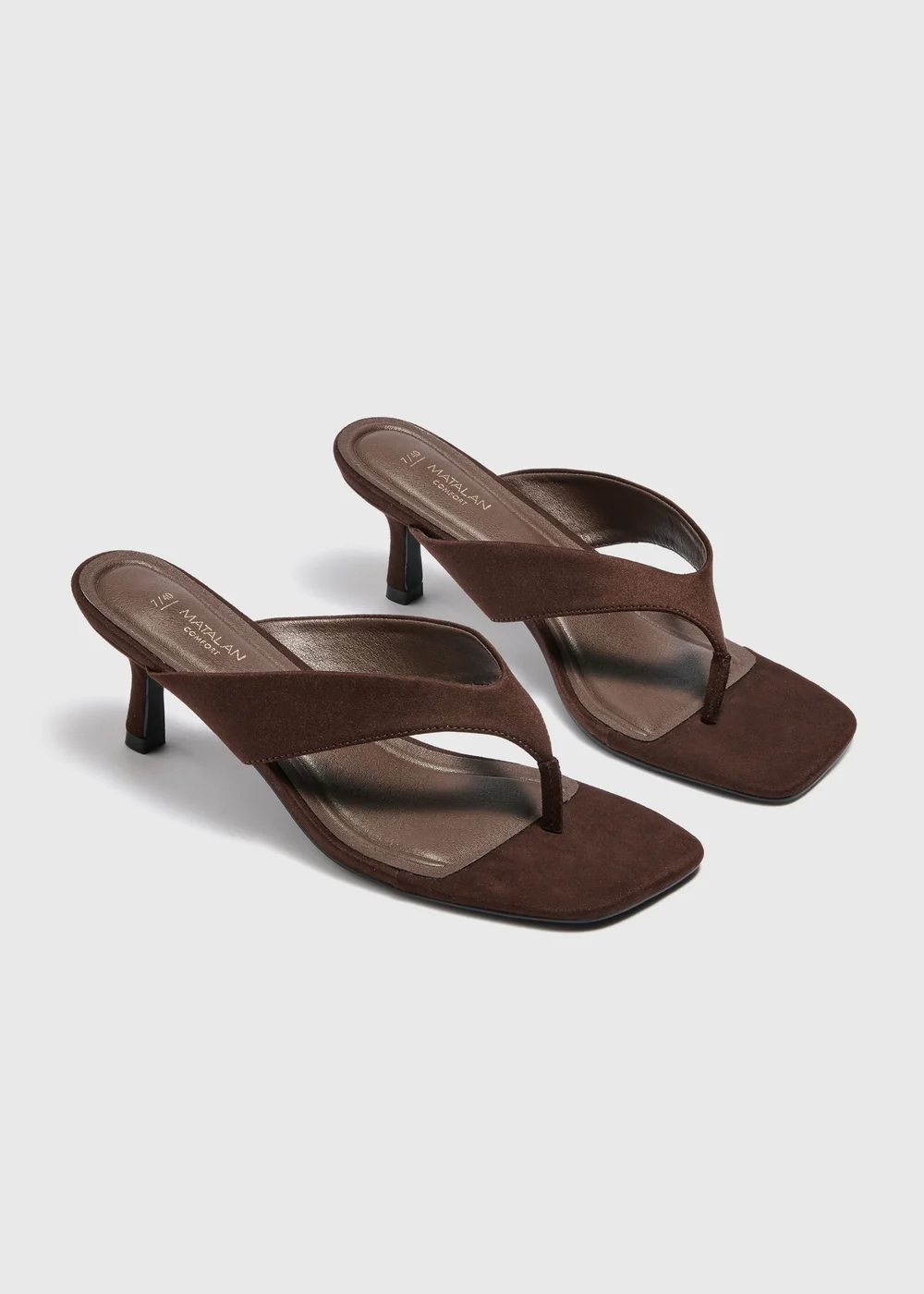 Chocolate Brown Comfort Toe Post Kitten Heels - 3 Image 2