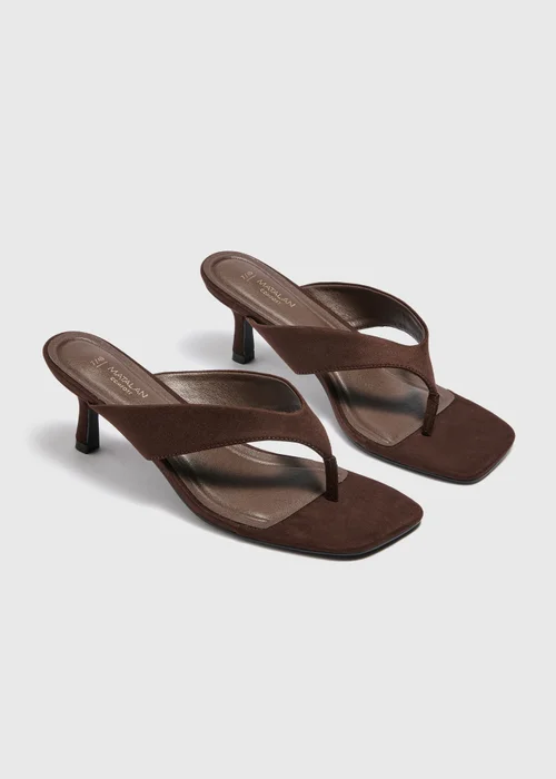 Chocolate Brown Comfort Toe Post Kitten Heels - 3 Image 2