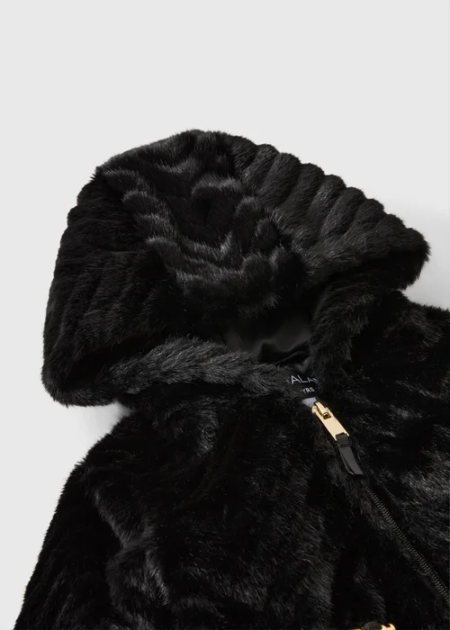 Girls' Black Chevron Faux Fur Tiered Coat (1-8 Yrs) - 1-1.5 Yrs Image 2