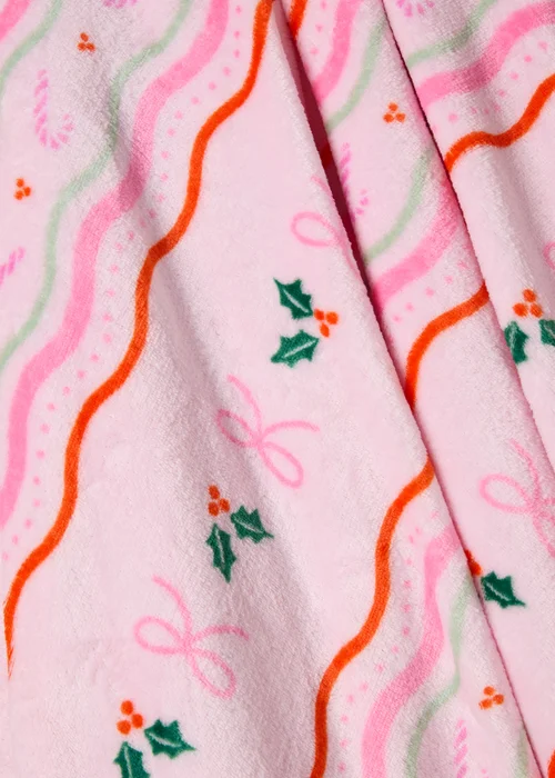 Pink Christmas Bow Fleece Throw Image 2