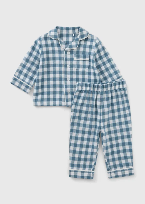 Baby Blue Woven Check Pyjama Set (0-23mths) - 0-3 months Image 1