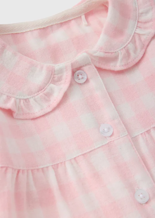 Baby Pink Woven Check 2-Piece Pyjama Set (0-23mths) - 0-3 months Image 2