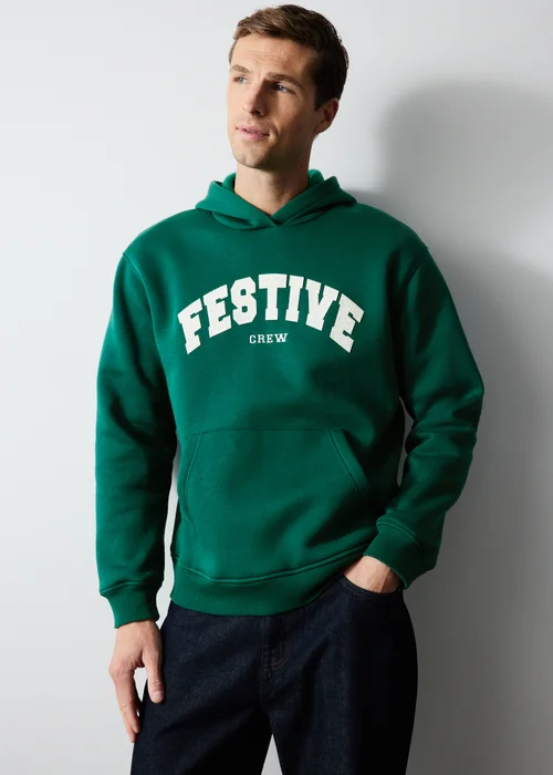 Green Festive Crew Matching Family Christmas Hoodie - S Image 1