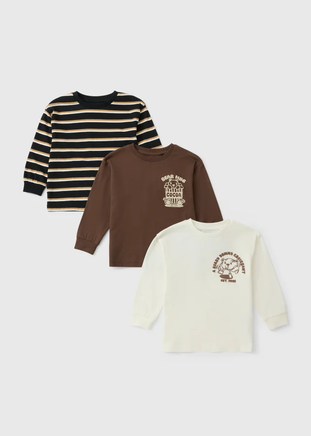 3 Pack Boys Multi Croissant T-Shirts (1-8yrs)