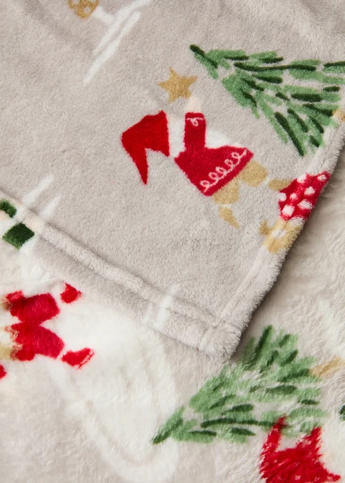 Grey Christmas Gnome Fleece Throw Image 2