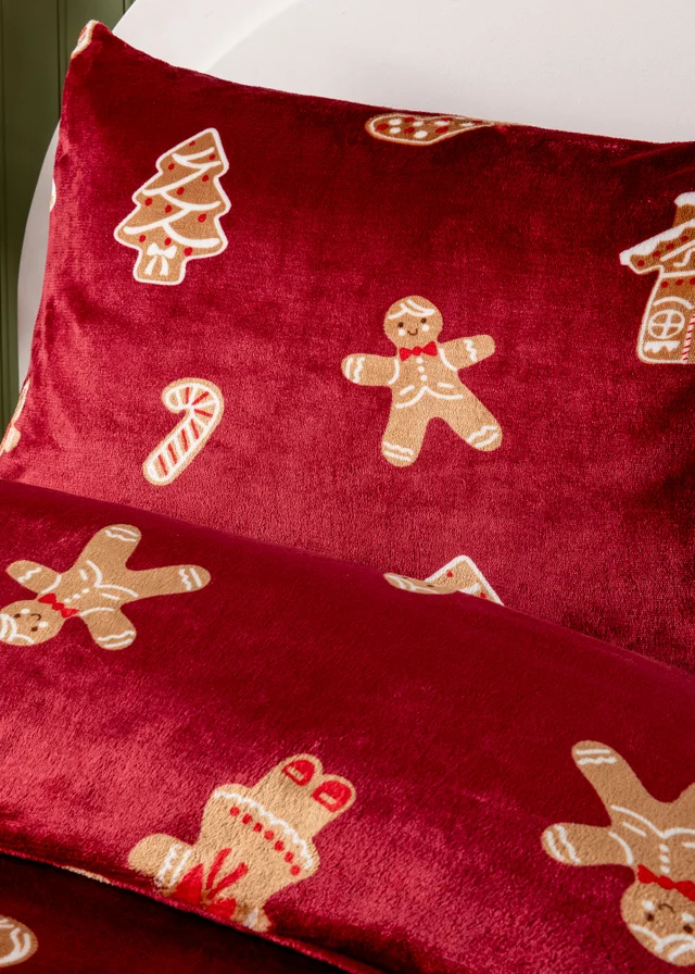 Red Gingerbread Fleece Duvet Set