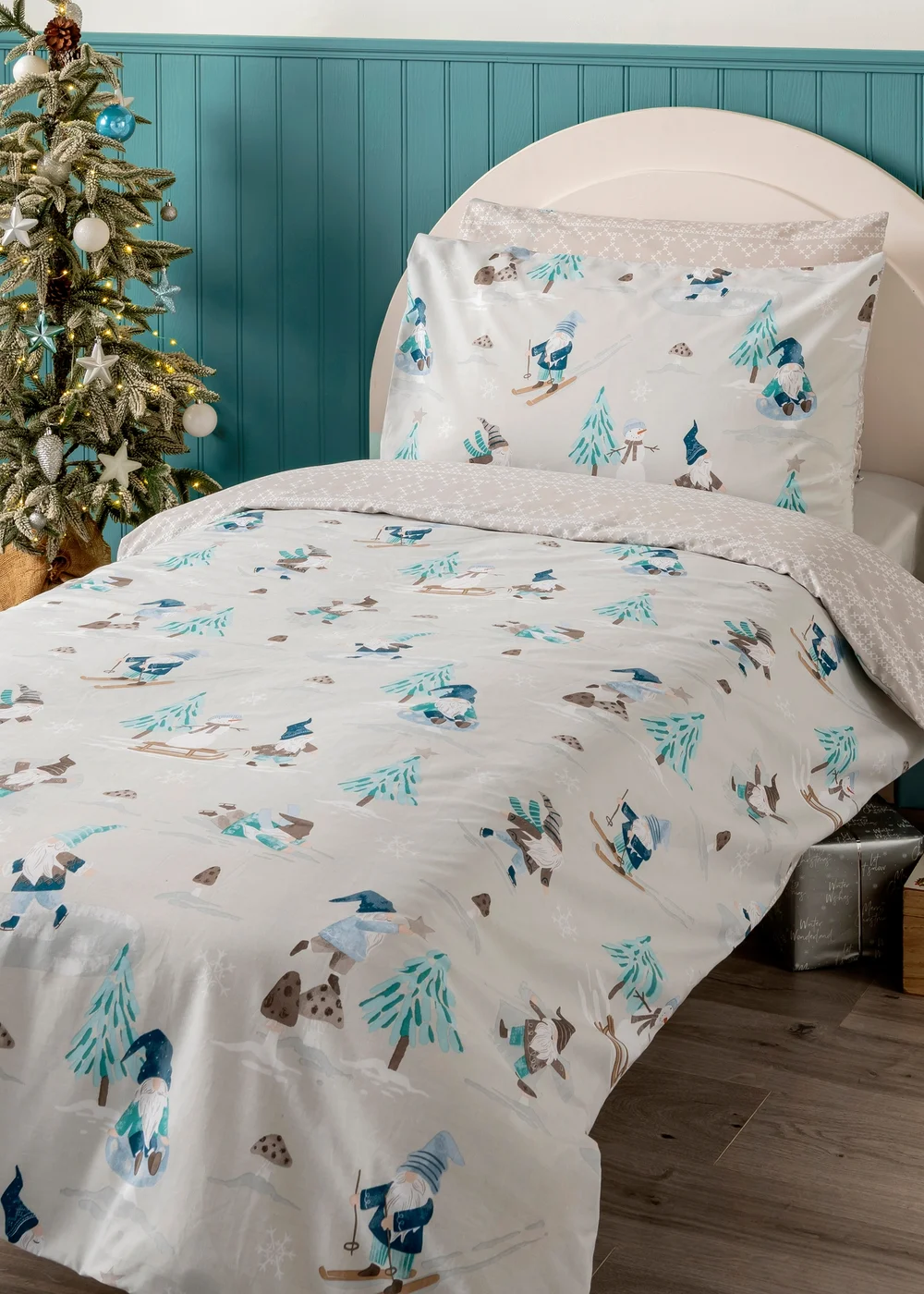 Blue Christmas Gnome Duvet Set - Single Image 1