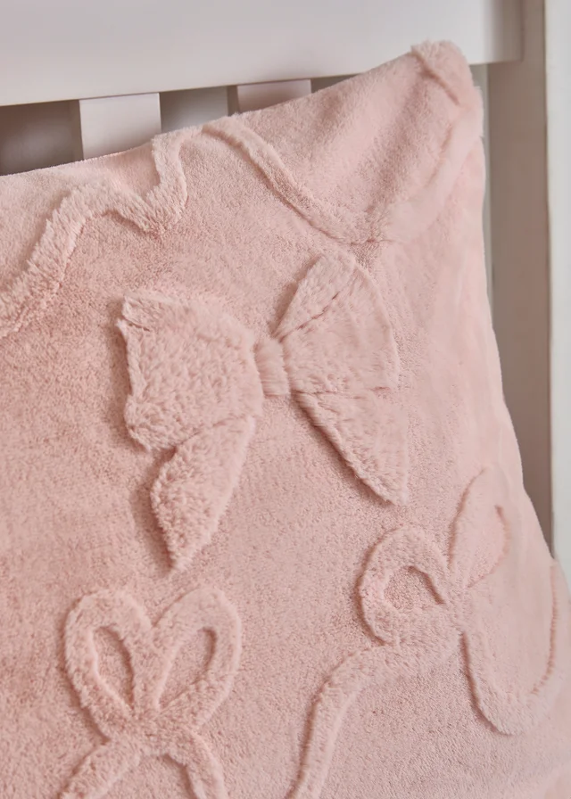 Pink Bow Embroidered Bedding Set