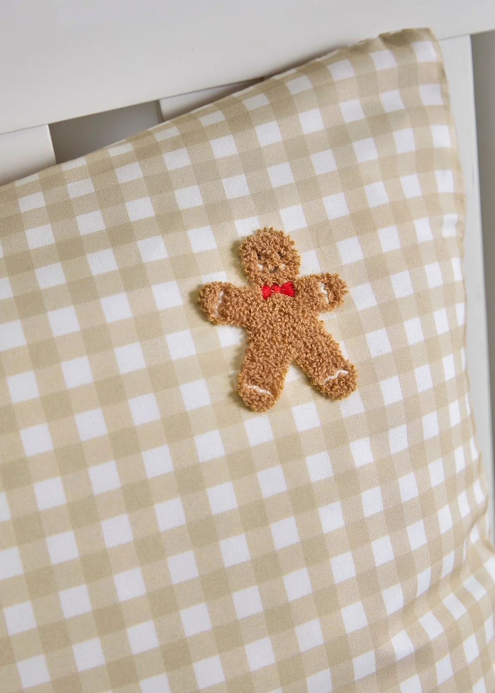 Beige Check Gingerbread Man Duvet Set - Single Image 2