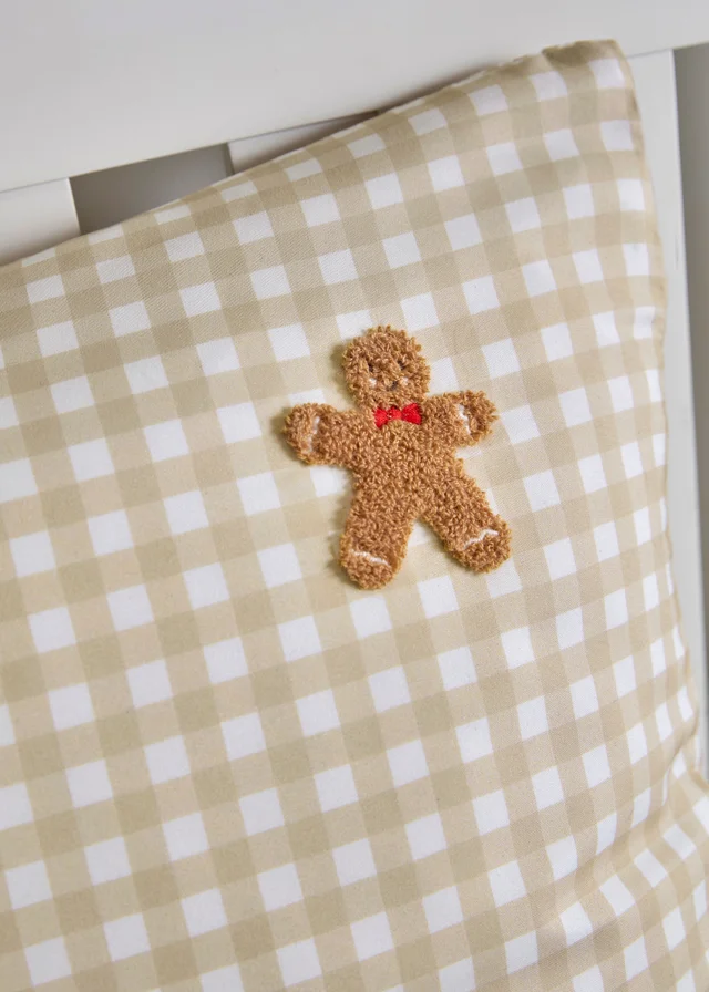 Beige Check Gingerbread Man Duvet Set