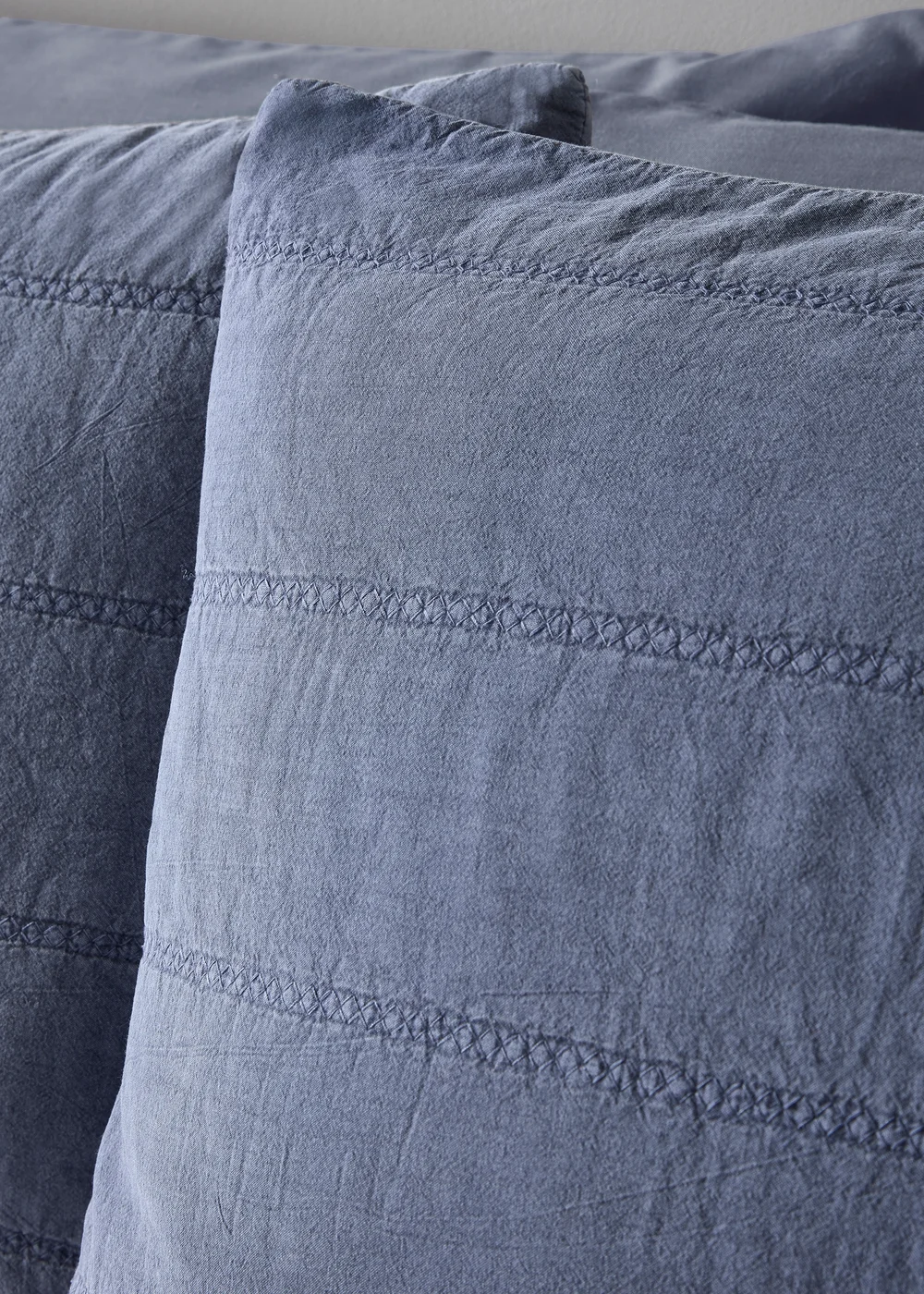 Blue Washed Quilted Duvet Set - Double Image 2