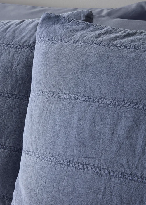 Blue Washed Quilted Duvet Set - Double Image 2
