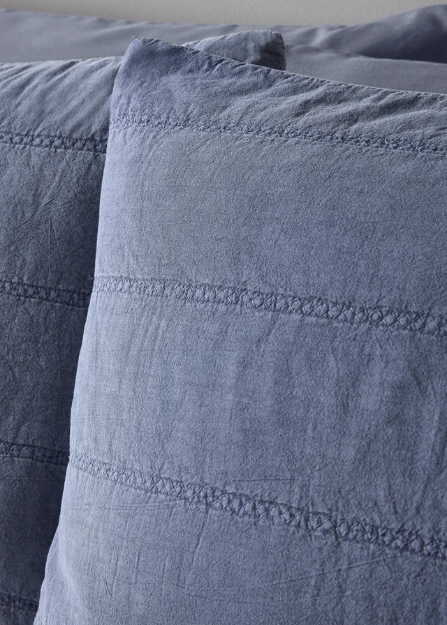 Blue Washed Quilted Duvet Set