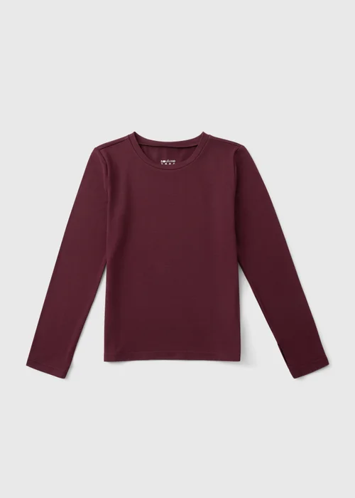 Girls' Souluxe Burgundy Long-Sleeve Top (7-15 Yrs) - 7 Yrs Image 1