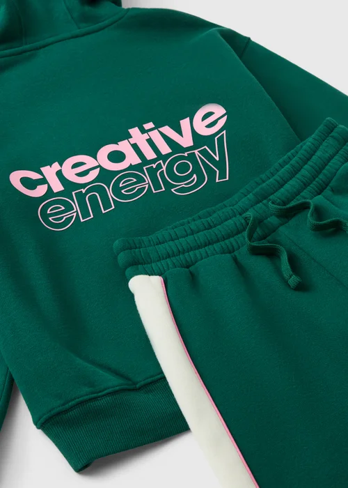 Girls Green Wide Leg Co Ord Jogging Bottoms (7-15 yrs) - 10 Yrs Image 2