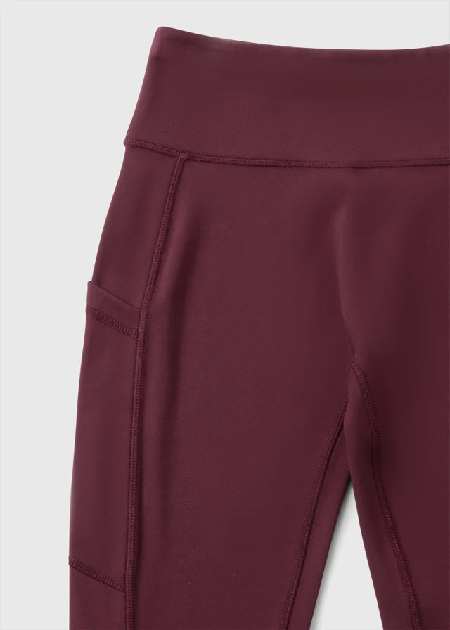 Girls' Burgundy High-Waisted Leggings (7-15 Yrs)