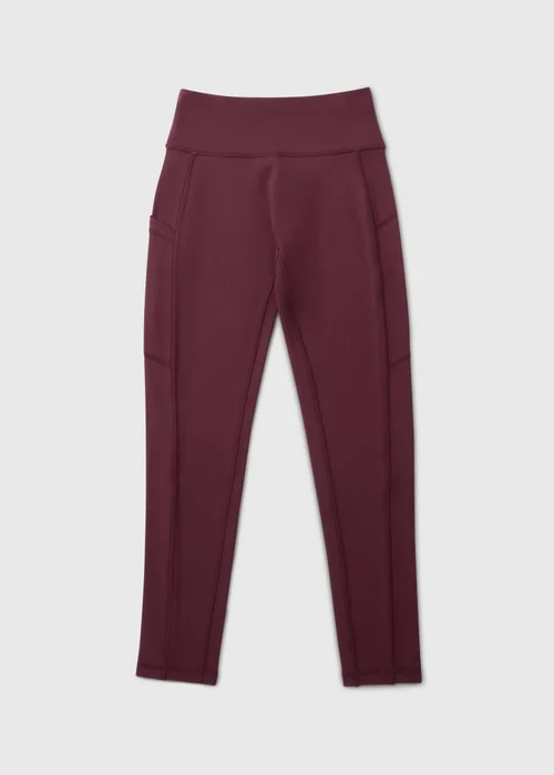Girls' Burgundy High-Waisted Leggings (7-15 Yrs) - 7 Yrs Image 1