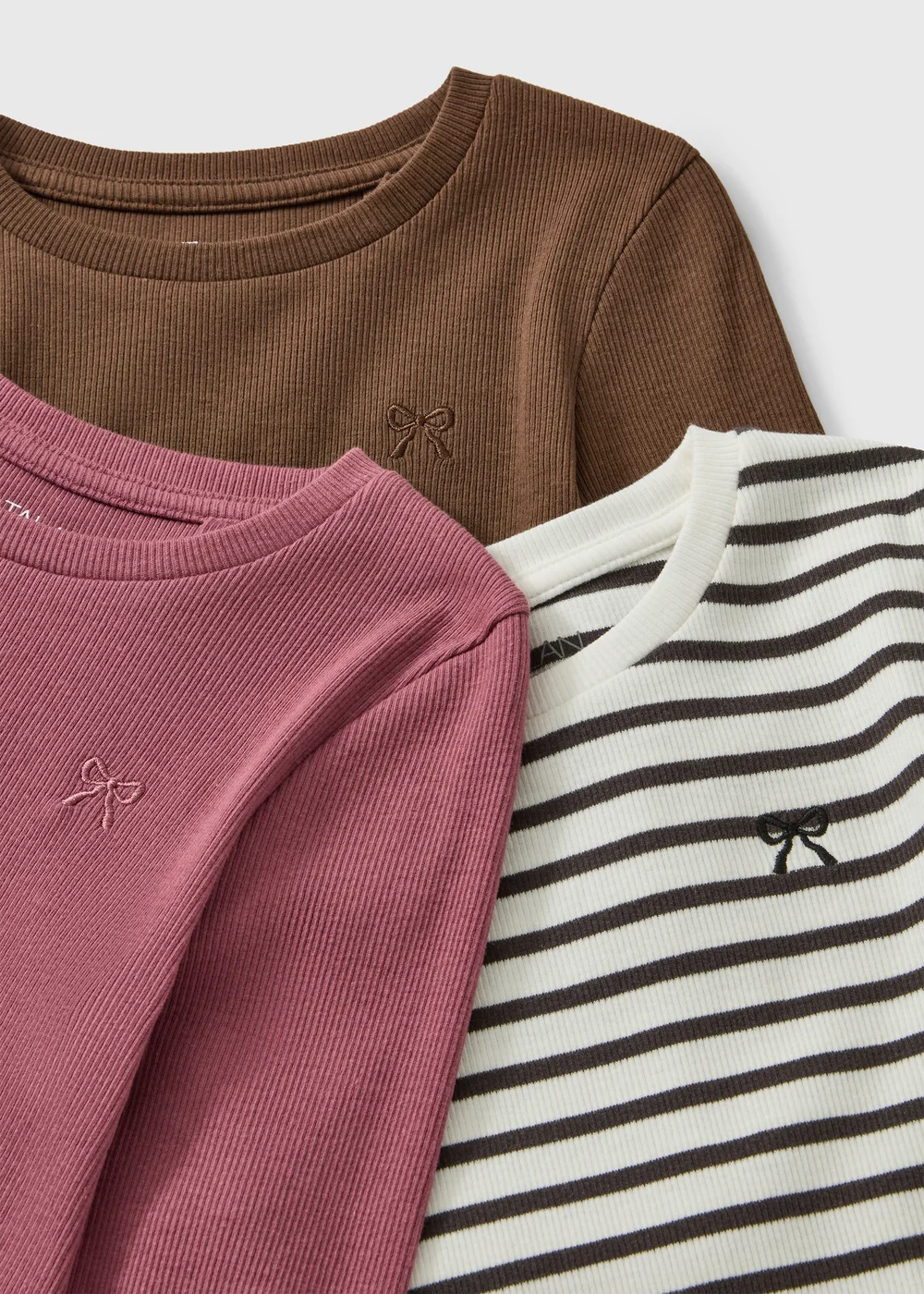 3 Pack Girls Ribbed Long Sleeve Tops (7-15 Yrs) - 7 Yrs Image 2