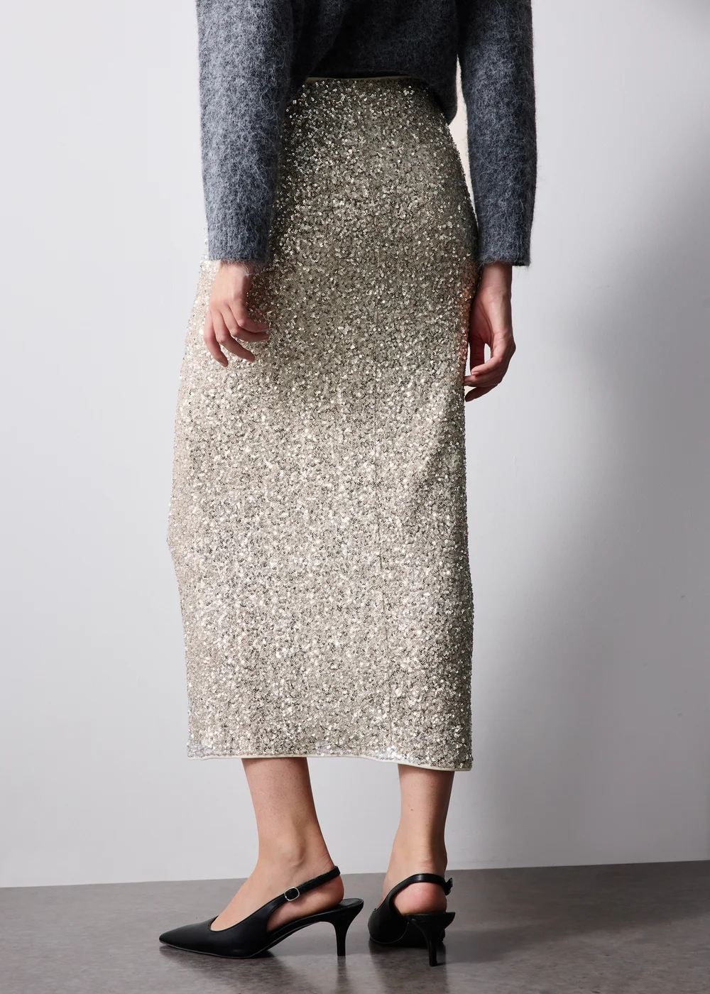 Silver Sequin Midaxi Skirt - 12 Image 3