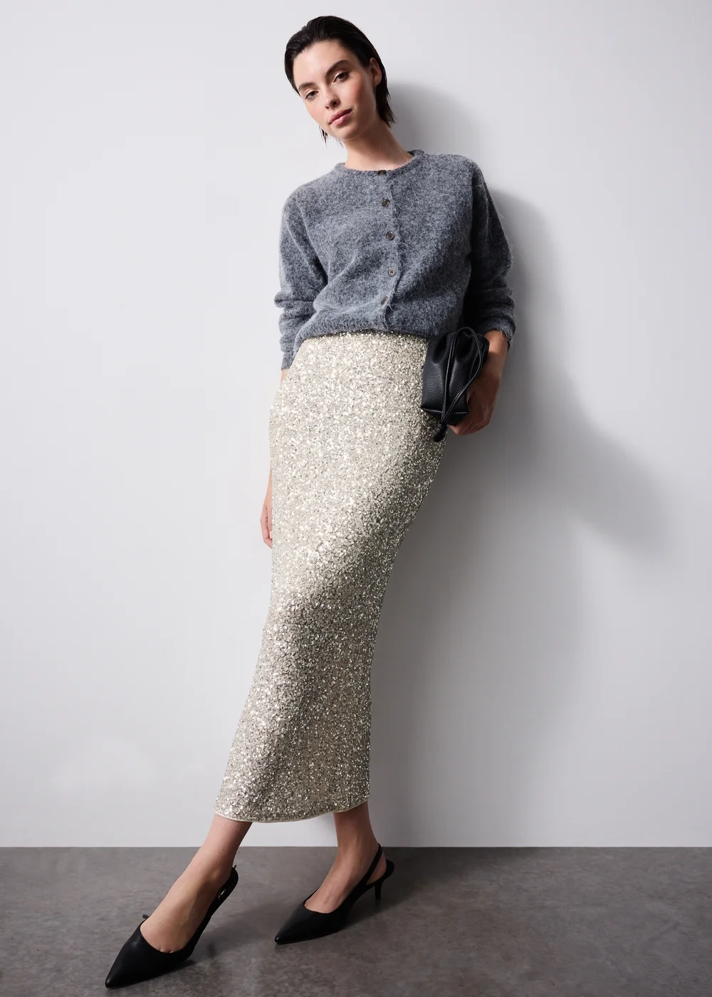 Silver Sequin Midaxi Skirt - 12 Image 1