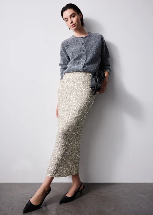 Silver Sequin Midaxi Skirt - 12 Image 1