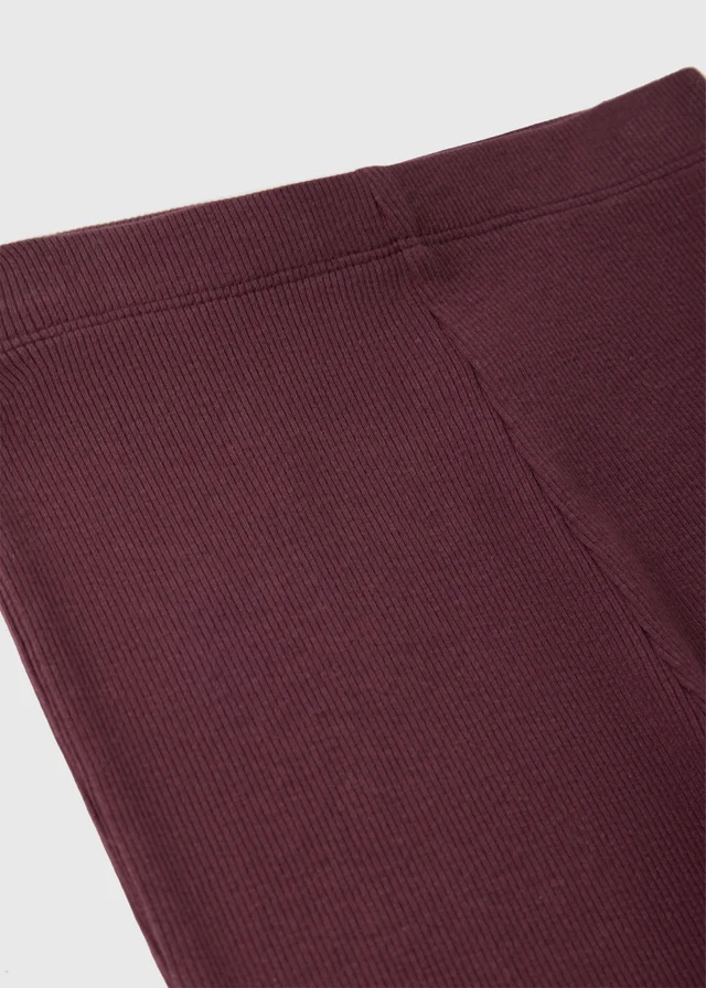Girls Plum Flared Rib Leggings (7-15yrs)