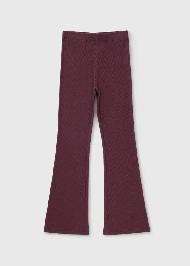 Girls Plum Flared Rib Leggings (7-15yrs)