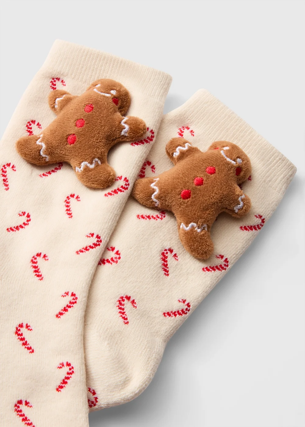 Girls Cream 3D Gingerbread Socks (Younger 6 - Older 6.5) - 6-8.5 Image 2