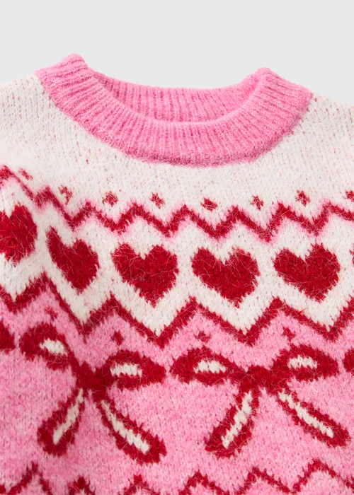 Girls Pink Fairisle Christmas Jumper (7-15yrs) - 7 Yrs Image 2