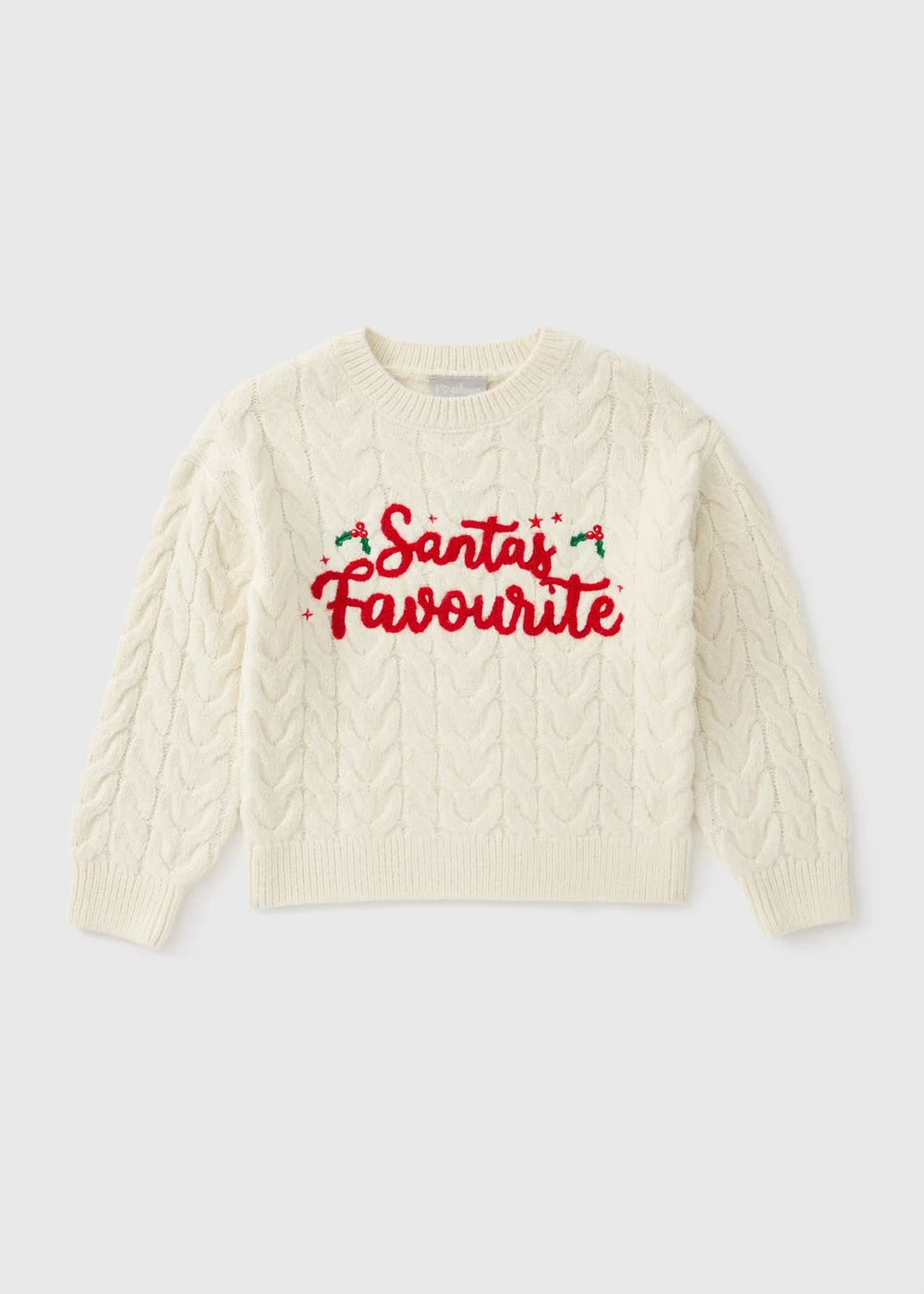 Girls Cream Santas Favourite Christmas Jumper (7-15yrs) - 7 Yrs Image 1