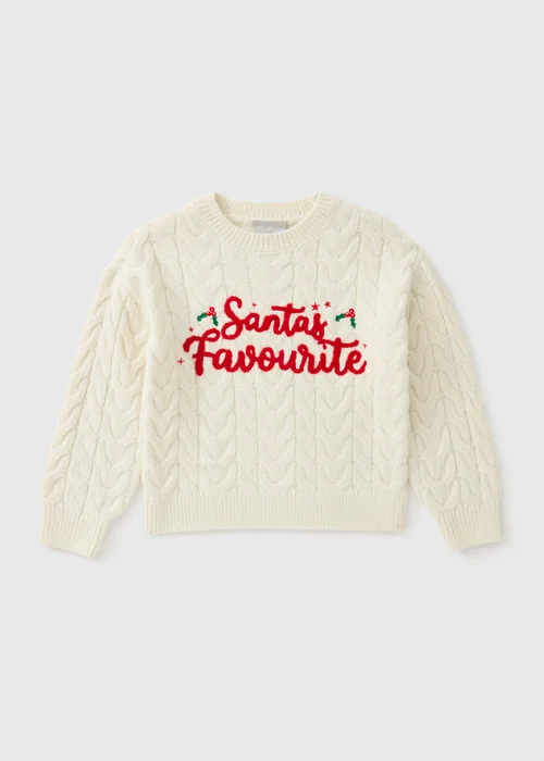 Girls Cream Santas Favourite Christmas Jumper (7-15yrs) - 7 Yrs Image 1