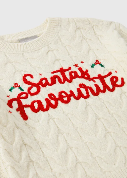Girls Cream Santas Favourite Christmas Jumper (7-15yrs) - 7 Yrs Image 2