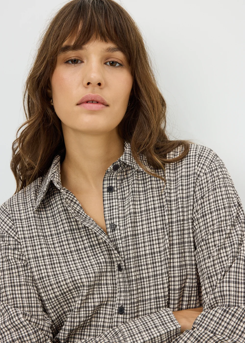 Black Checked Cinched Waist Shirt - 20 Image 3