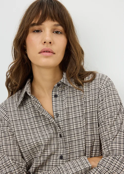 Black Checked Cinched Waist Shirt - 20 Image 3