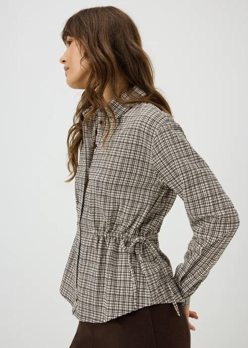 Black Checked Cinched Waist Shirt - 20 Image 2