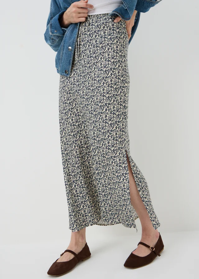 Blue Ditsy Floral Co Ord Slip Maxi Skirt